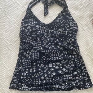 Women's Navy and White Halter Top